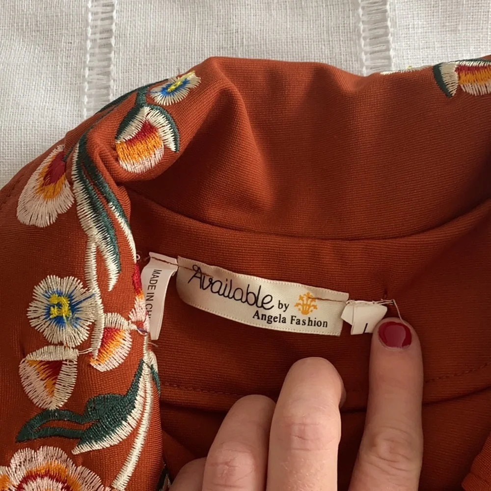 Embroidered Jacket with Asymmetrical Zipper - Picture 6 of 9